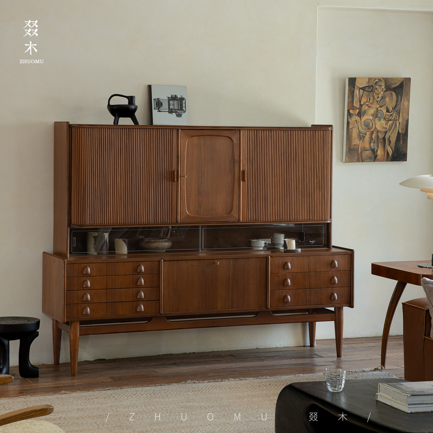 叕木中古风设计师卷帘门餐边柜
