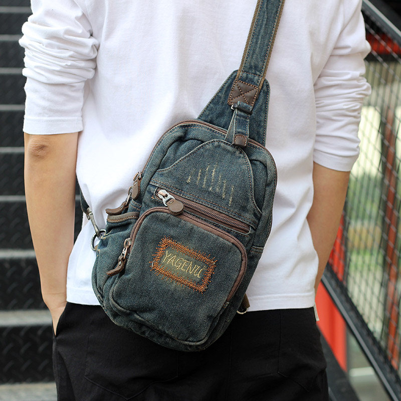 男士胸包牛仔布包单肩斜挎包休闲手机包复古斜背包2023新款运动包,箱包皮具/热销女包/男包,男士包袋,淘宝优惠券,粉丝福利购,淘宝优惠卷