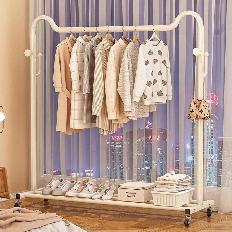 挂衣架落地卧室可移动阳台家用衣帽架房间收纳置物架子晾衣杆神器