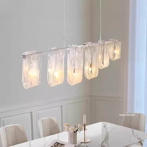 高档创意设计师餐厅吊灯法式轻奢复古奶油风长条吊灯吧台岛台灯具