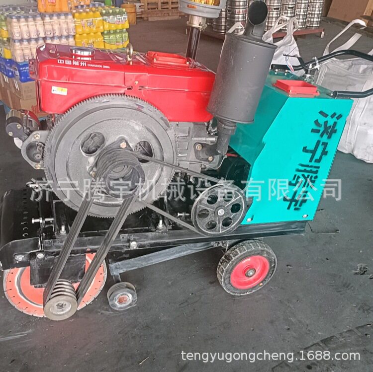 手推式柴油路面开槽机 电动路面开槽机视频 水冷柴油路面开缝机