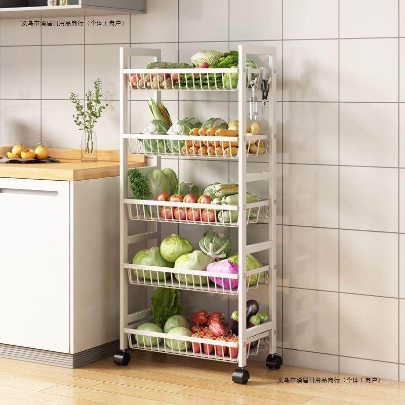 多层菜架可移动水果蔬菜收纳架厨房落地收纳筐储物小推车置物架子