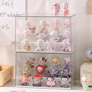 泡泡马特展示盒大号防尘透明盲盒收纳展示柜手办摆件亚克力收纳盒