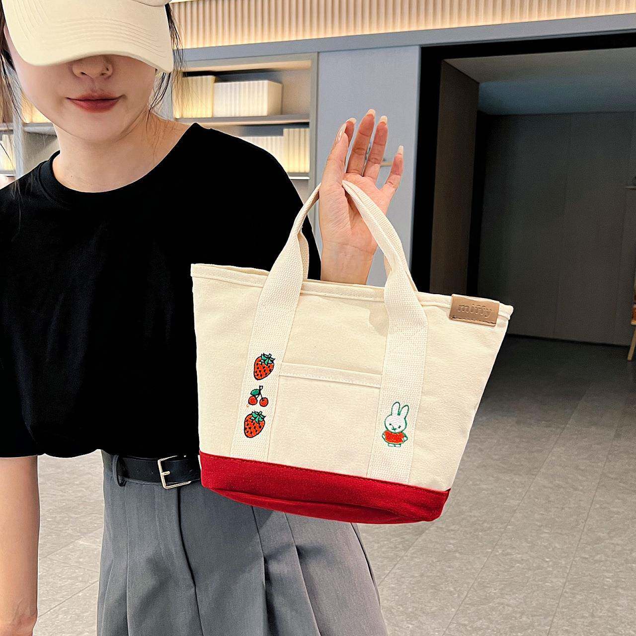 跨境女包2025新款帆布包妈咪包简约便捷韩版手提包上班通勤包包女