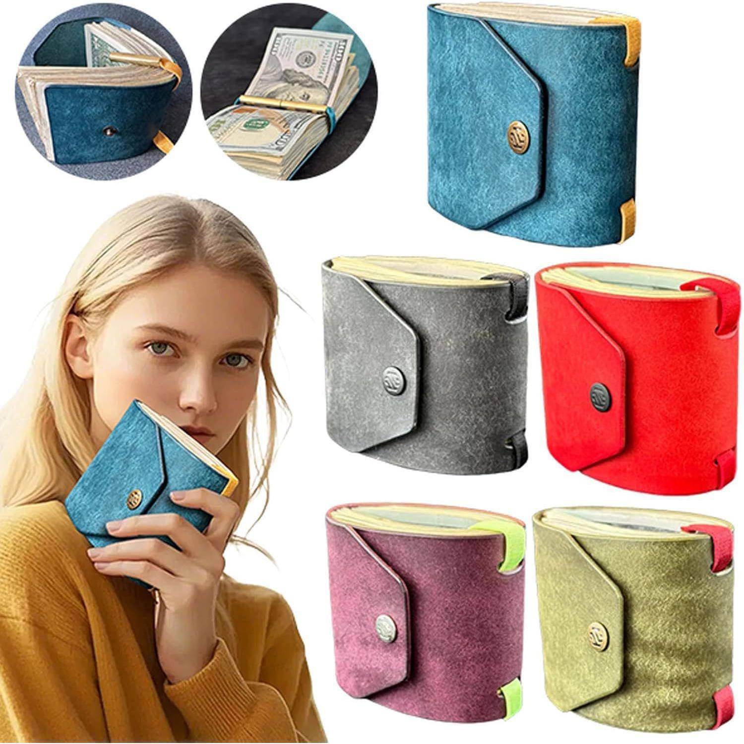 复古水洗皮迷你钞票夹带磁吸扣The Cash Wrap Wallet皮革钱包钱夹