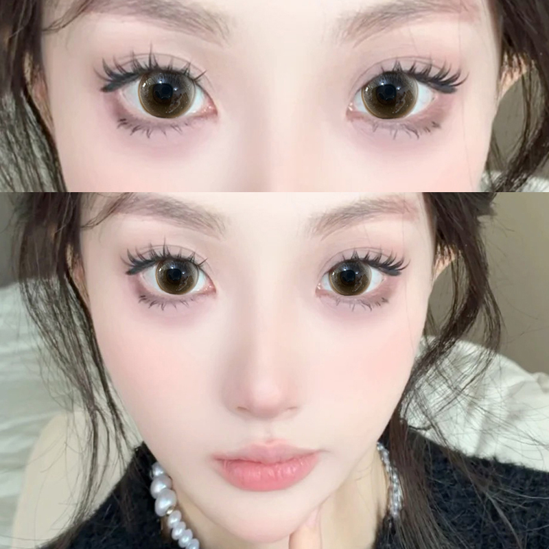 超大芝芝奶油美瞳半年抛超大爱丽丝棒棒糖棕色大直径隐形眼镜3ST