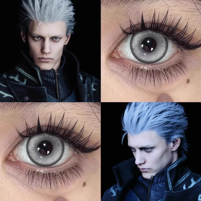 鬼泣维吉尔cos美瞳DMC雾色冷灰vergil月初冷灰星辰泪灰鸣潮仇远ah