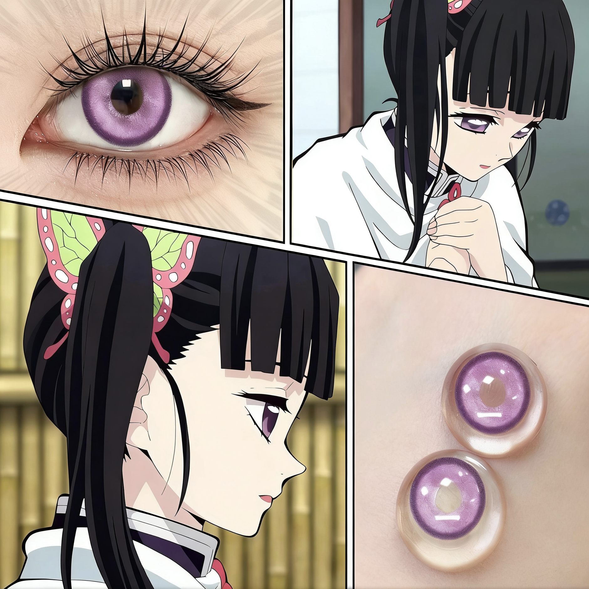 超小直径】香奈惠cos美瞳日抛10片装一次性紫色显色鬼灭之刃6tb