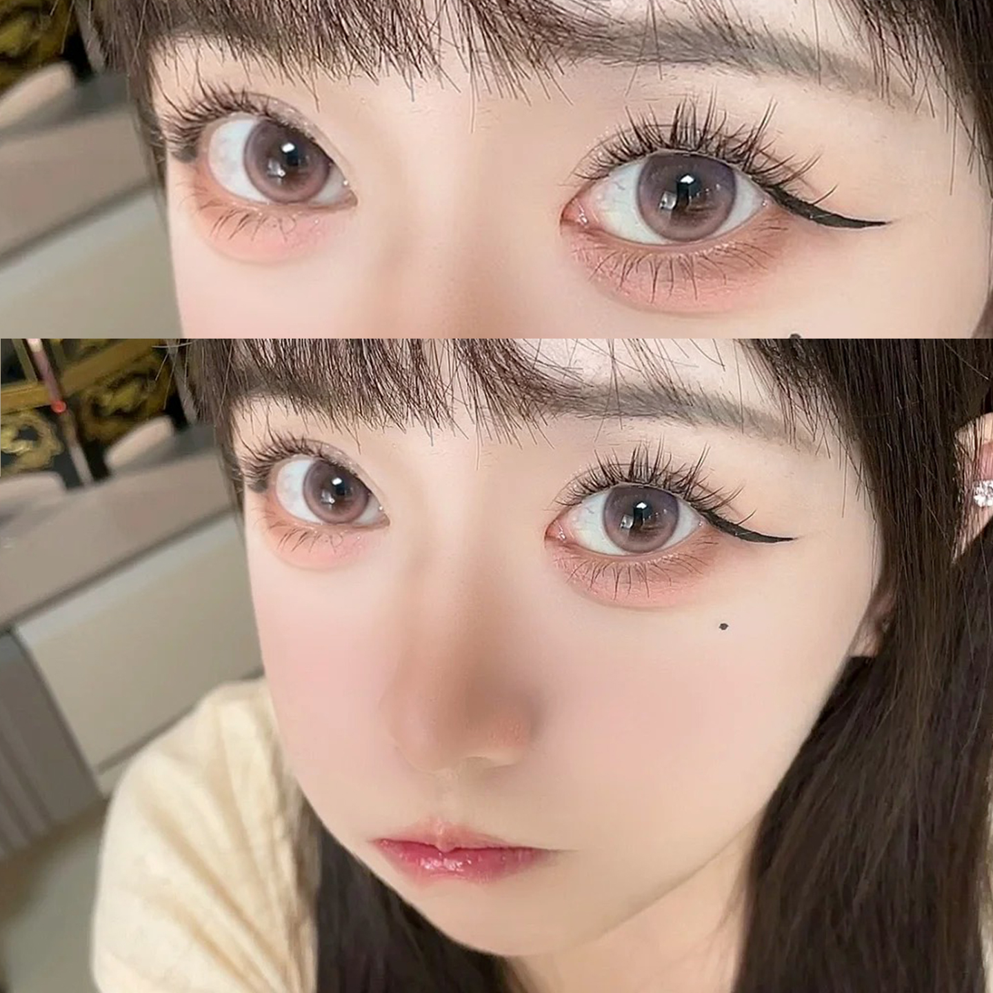 doridcon春日桃桃美瞳半年抛纯欲混血大小直径粉色隐形眼镜8ST