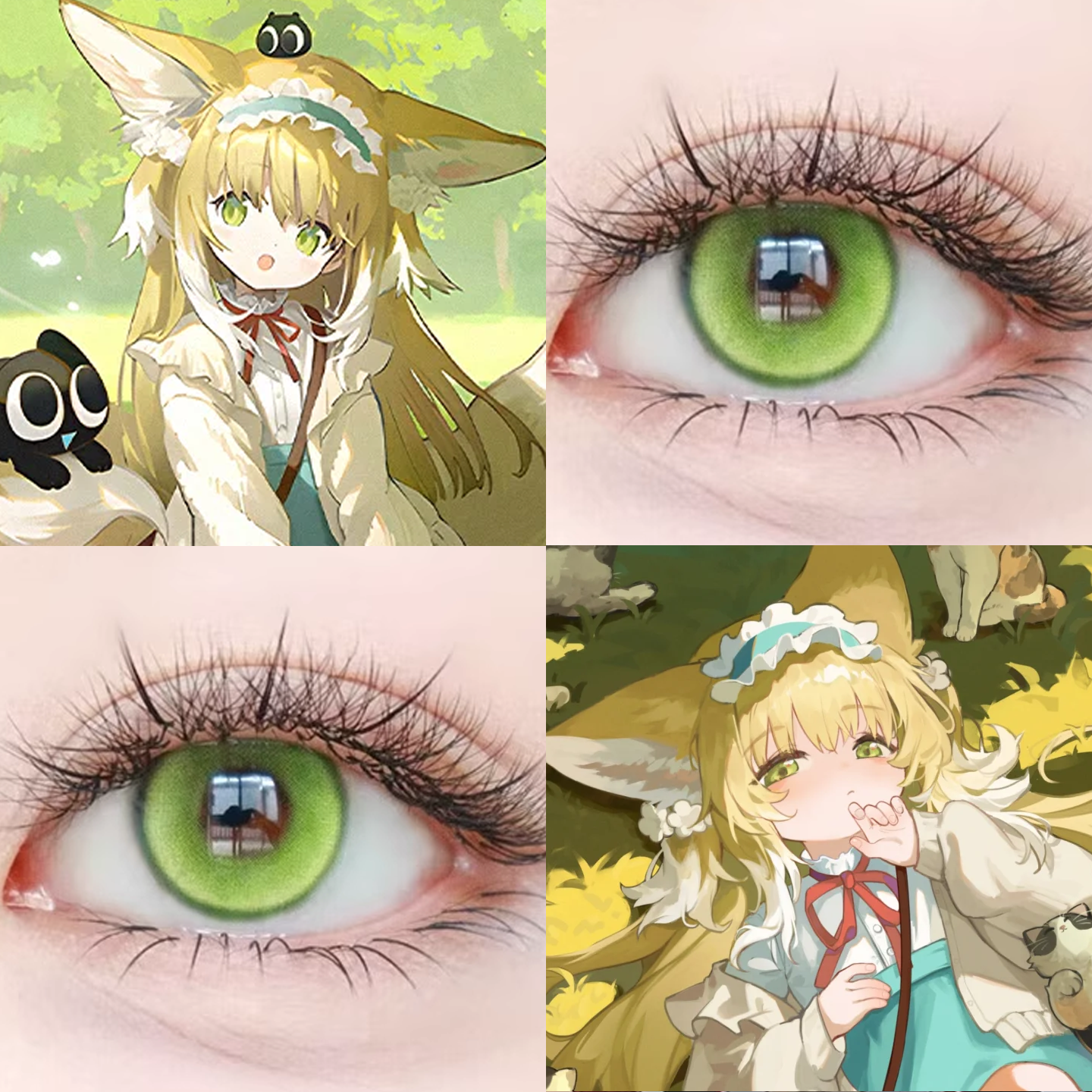 铃兰cos美瞳日抛黄绿色明日方舟抹茶小雏菊明翠绿风灵珠正品舒bs