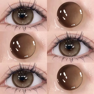 winn可可拿铁美瞳半年抛大小直径自然融瞳棕色隐形眼镜带度数3tb