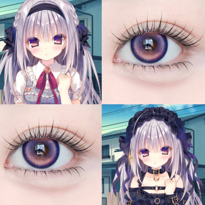 本庄真奈美cos美瞳蓝紫色日抛真爱百合galgame女出道日粉紫显色ah