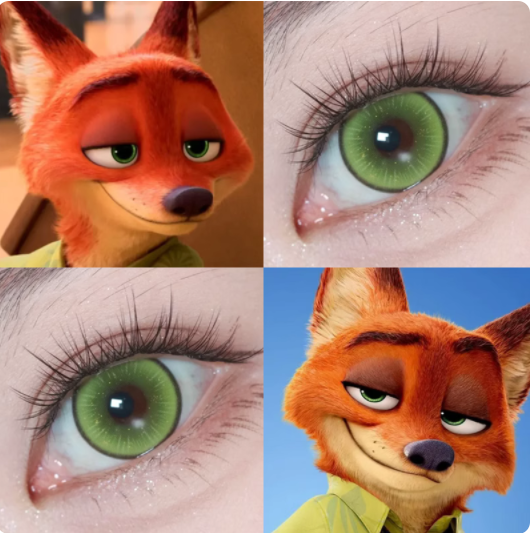 尼克朱迪cos美瞳动物城2半年抛两片装绿紫色显色隐形眼镜6tb