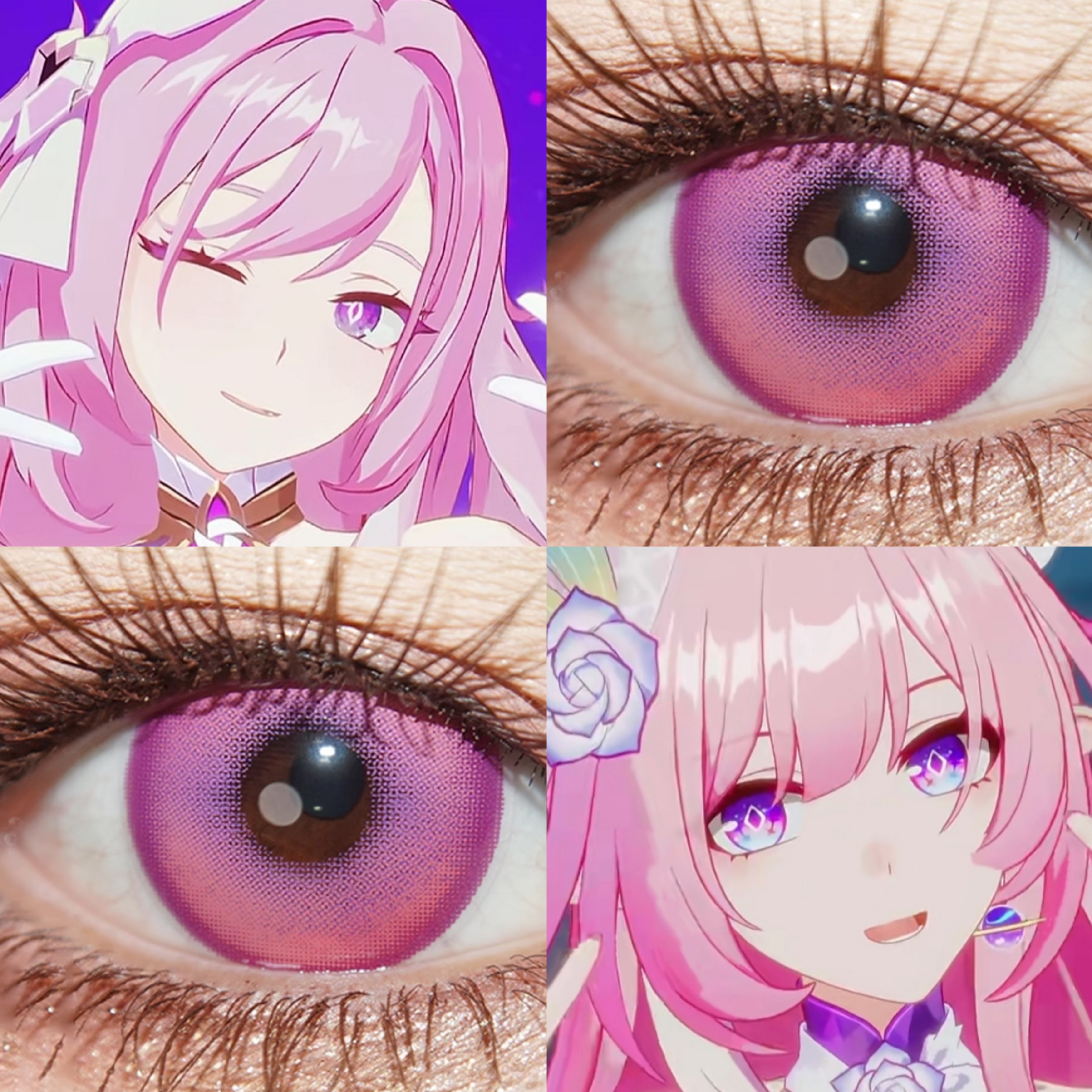 昔涟cos美瞳日抛粉紫色崩坏星穹铁道极光紫酸梅气泡奶油圣代粉ah