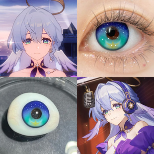 知更鸟cos美瞳崩坏星穹铁道溏心珠蓝绿出道日绿高光月球绿色婷AH