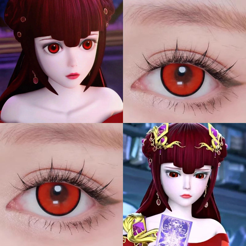 齐娜COS美瞳禁忌之花叶罗丽精灵梦菲灵火系红鹤顶红烬火暗红婷AH