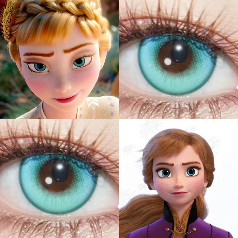 安娜公主cos美瞳半年抛冰雪奇缘大直径蓝色显色隐形眼镜带度数3tb