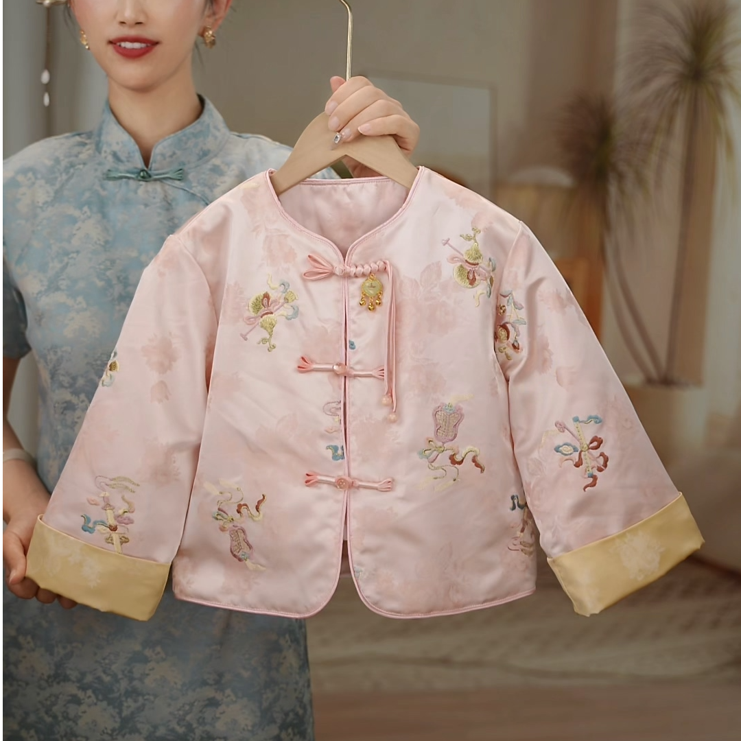 【妙玉】SC622女童棉衣外套2025冬季新中式盘扣国风薄款棉服