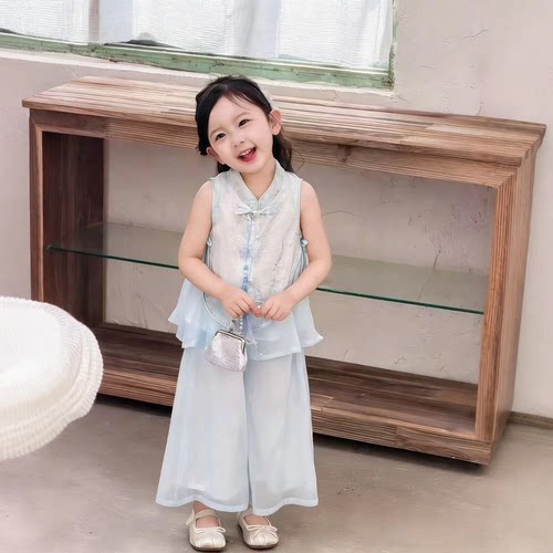 【云舒】ZC090女童夏季新中式国风透气清凉两件套套装