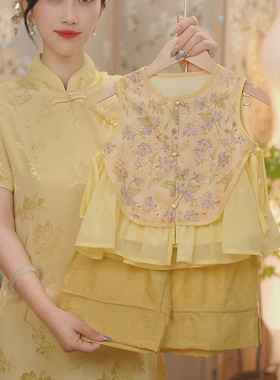 现货【金枝玉叶】SC413女童夏季新中式碎花2025新款国风裤子套装