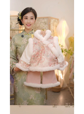 现货【桃花酿】SC616女童2025冬季行线加厚外套裤子套装拜年服