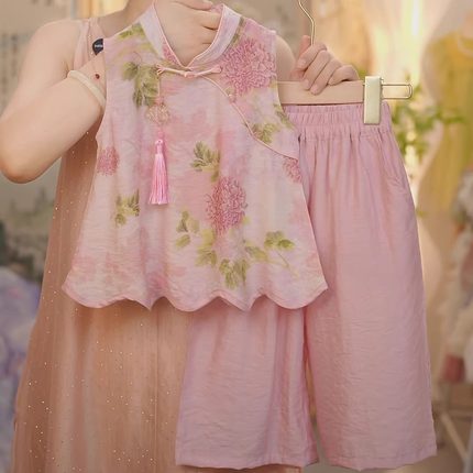 现货【花样年华】SC476女童夏季新中式碎花2025新款国风套装