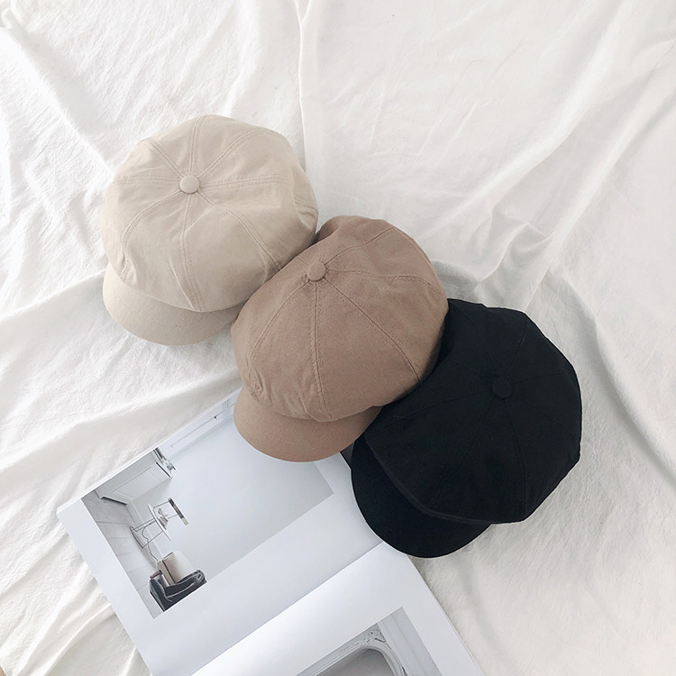 韩版文艺棉麻休闲风八角帽