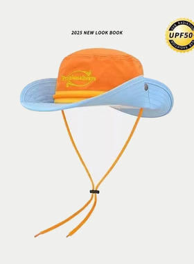 2025新款复古工装拼色字母渔夫帽子女夏季户外徒步遮阳防晒登山帽