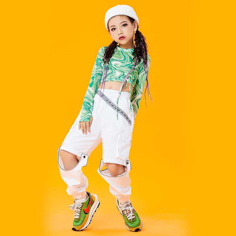 儿童演出服爵士舞架子鼓套装女童嘻哈街舞走秀表演服女孩舞蹈服酷