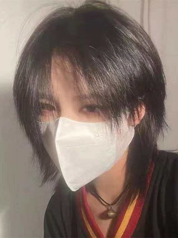 假发狼尾通用男女鲻鱼头短发网红日常自然全头套式圆脸日系假发套