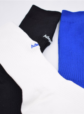韩国潮牌设计师ADER长袜基础双针刺绣小标运动街头潮流男女中筒袜