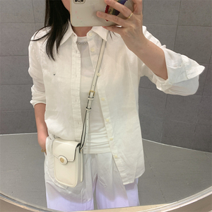 长袖亚麻刺绣经典款衬衫
