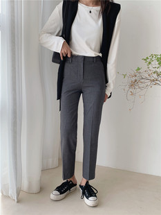 经典通勤 TH21早秋新款气质直筒薄款羊毛西装裤烟管裤子女