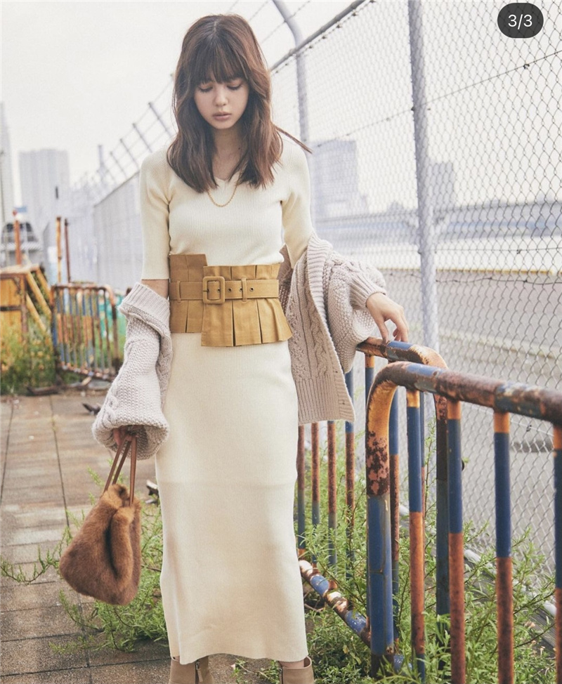 特卖redy纯尾五分袖半身裙针织衫