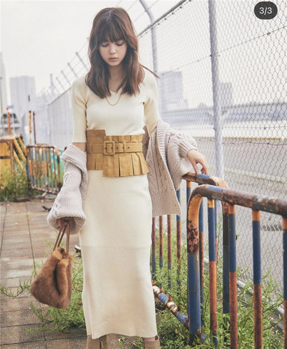 特卖redy纯尾五分袖半身裙针织衫