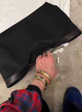 THREE新品网红同款时尚百搭暗黑牛皮拼接设计通勤手提手拎包包