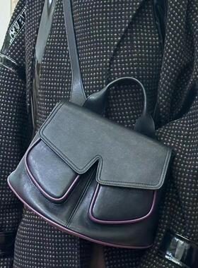 THREE新品网红同款时尚撞色口袋翻盖托特休闲设计手提斜挎包包