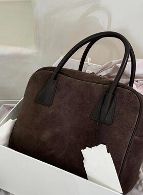 清新品网红同款时尚百搭撞色麂皮绒方形大小设计手提斜挎包包