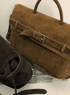 THREE新品网红同款时尚百搭翻毛皮皮带休闲通勤设计手提单肩包包