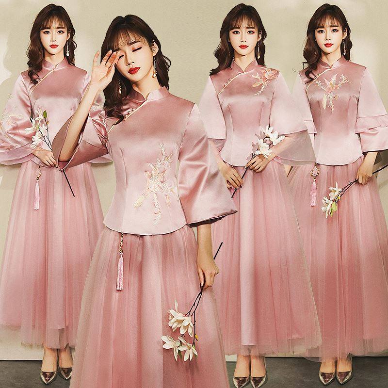 中式伴娘服2019新款民国裙中国风春夏季长款姐妹团演出礼服女复古|ruв категории Женская одежда, Cвадебные платья, платье/вечернее платье - от Buy2taobao.com для оказания профессиональной услуги покупки агента Taobao