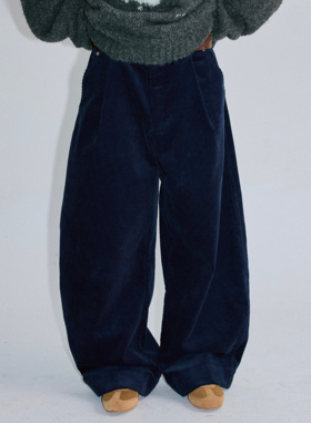 roaringwild a arch 咆哮野兽 藏蓝色廓形弯刀裤灯芯绒休闲长裤男