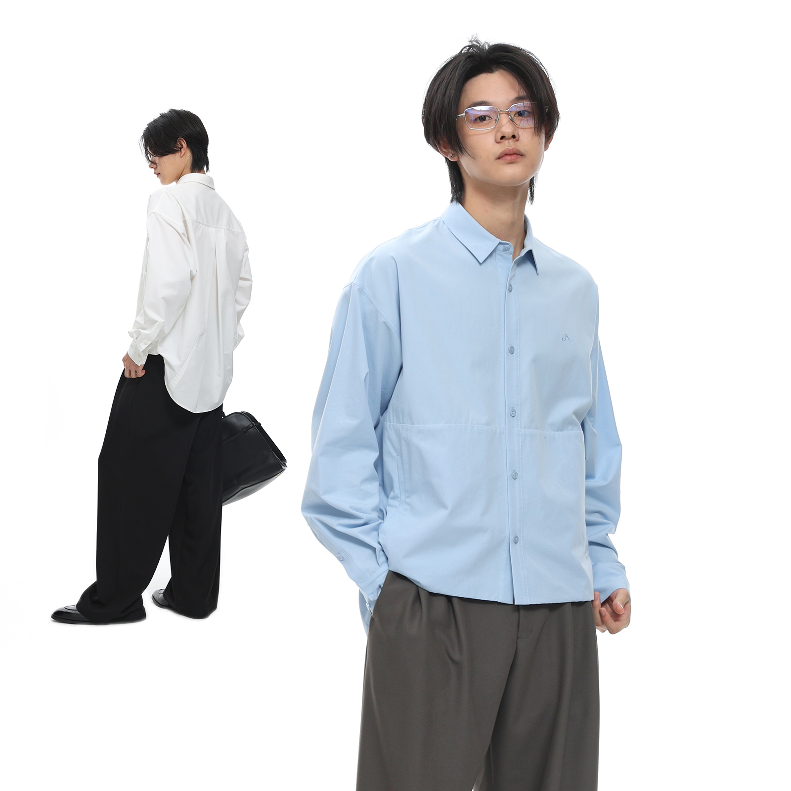 咆哮野兽不对称下摆长袖衬衫