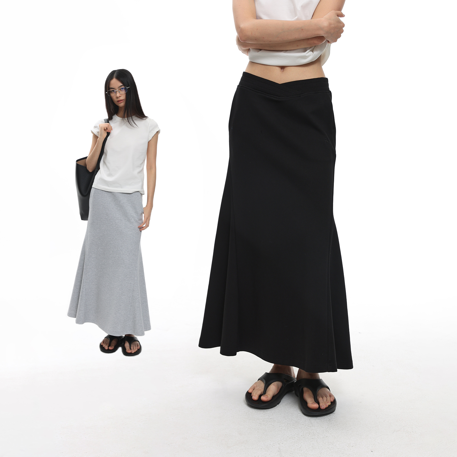 咆哮野兽刺绣徽标针织鱼尾裙