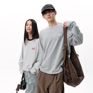 细条纹刺绣休闲上衣圆领长袖 roaringwild 咆哮野兽 arch T恤男