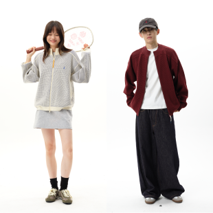 格子外套美式 arch咆哮野兽米白色开衫 华夫格毛衣男 roaringwild