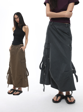 roaringwild a arch 咆哮野兽仿旧水洗工装半裙百搭夏季宽松纯棉