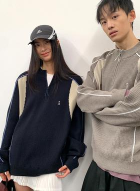 roaringwild a arch 咆哮野兽 撞色拼接保暖针织衫情侣毛衣外套男