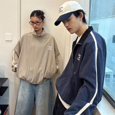 roaringwild复古双面穿条纹夹克