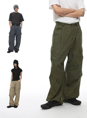 roaringwild a arch 咆哮野兽 宽松裤子美式工装裤伞兵裤军绿色男