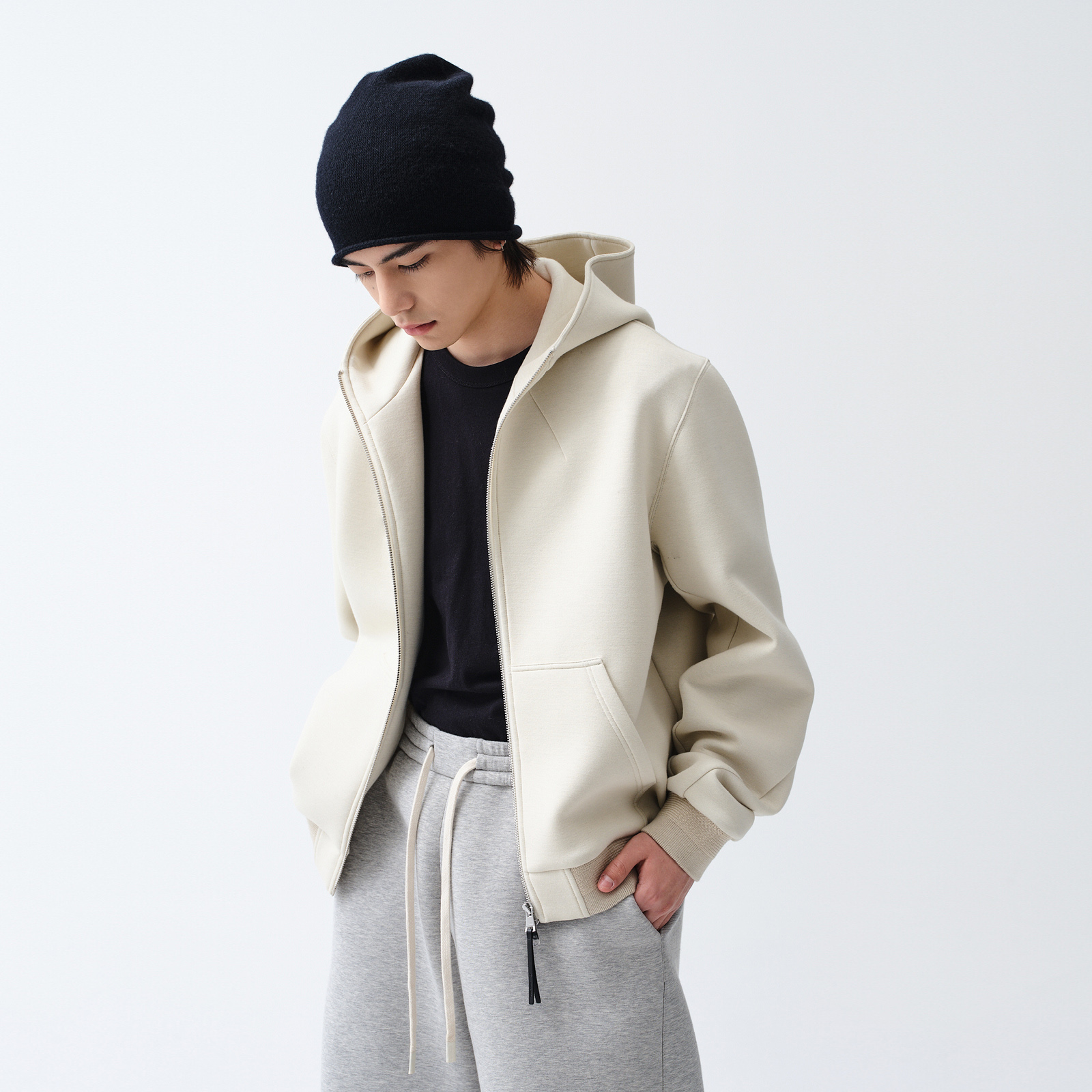 ROARINGWILD 主线系列 米白色 Dragon Symbol 太空棉拉链连帽卫衣